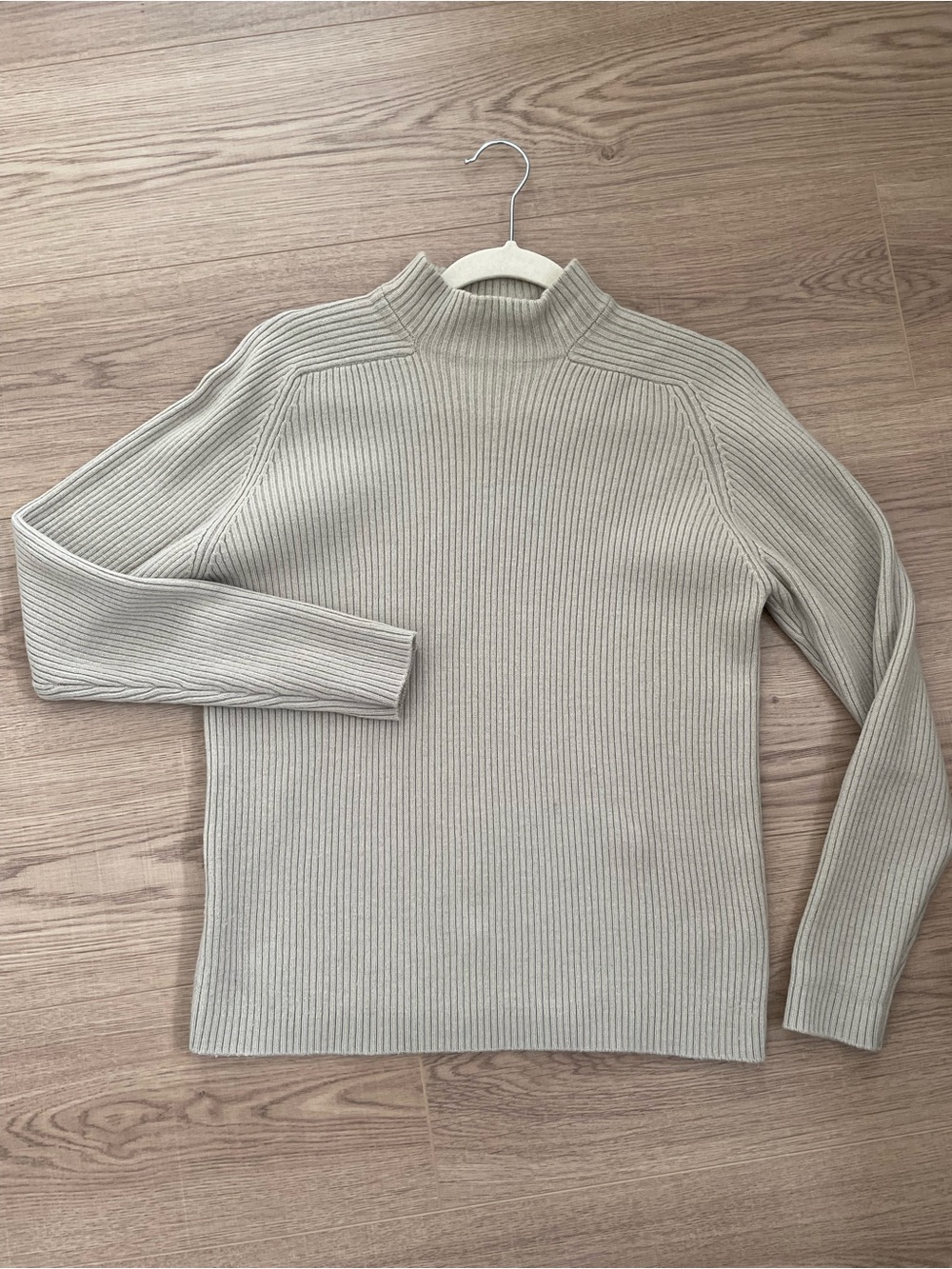 Vintage Wool Blend Mock Neck Ribbed Sweater in sage green /Muted Dusty Sage